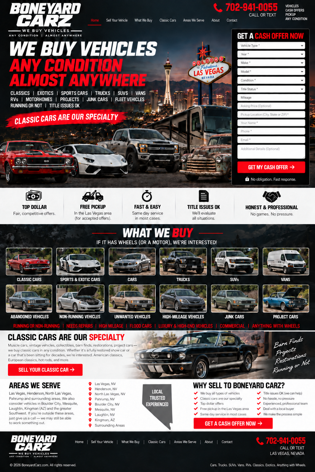 Boneyard Carz — we buy complete, repairable vehicles throughout Las Vegas and surrounding areas